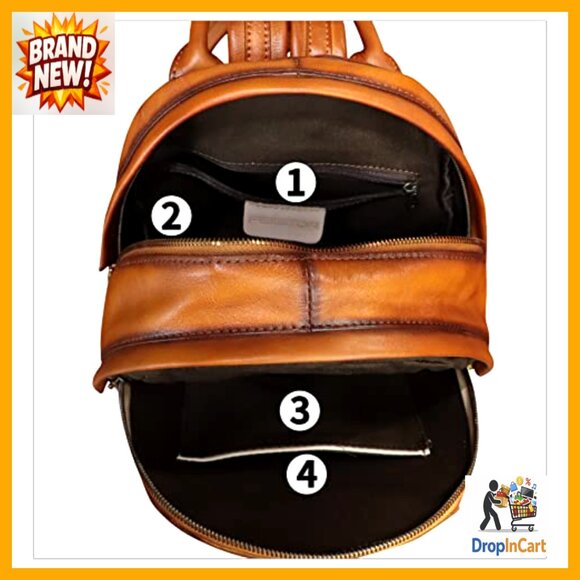 Genuine Leather Backpack Hand Painted Retro Vintage Daypack College Casual main image 7